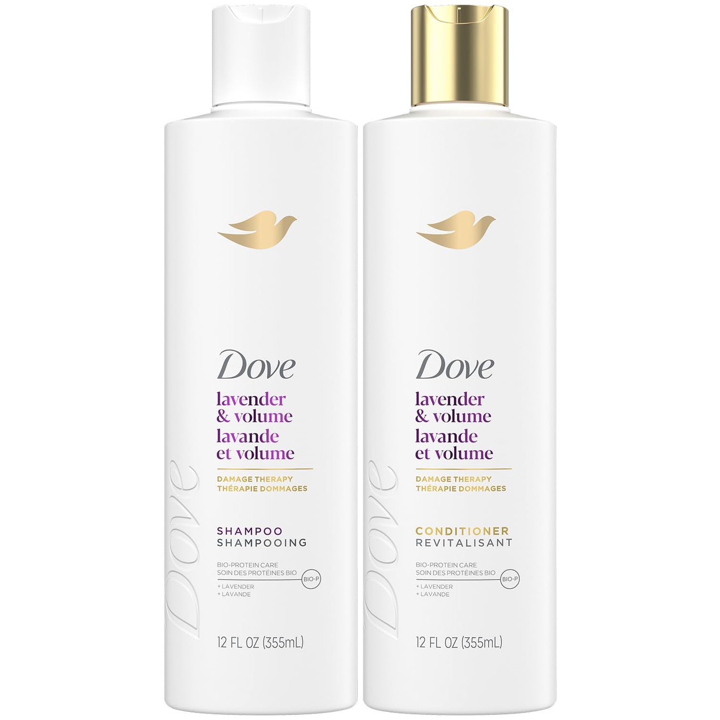 Dove Shampoo & Conditioner, Lavender & Volume Damage Therapy - Volumizing Hair Products for Women with Fine, Flat Hair, 12 Oz Ea Beauty & Personal Care Dove