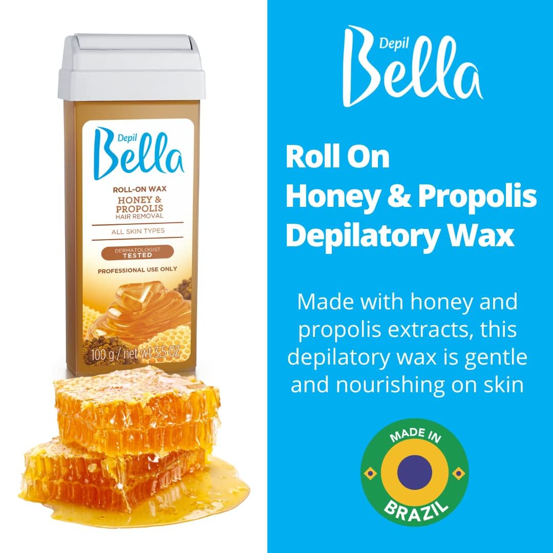 Depil Bella Roll On Wax Honey and Propolis Depilatory - Body Waxing, Hair Removal Wax-Cartridge - For Men and Women - Home Self Waxing - Sensitive Beauty and Personal Care DEPIL BELLA