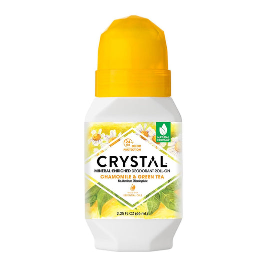 Mineral Roll on Vegan Deodorant for Women and Men, Chamomile & Green Tea - 2.25 fl. oz. (Packaging May Vary) Beauty and Personal Care Crystal Essence