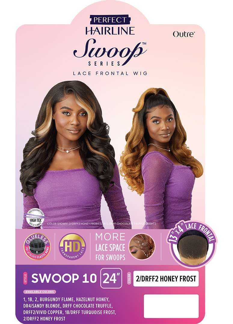 Outre Lace Front Wig - Perfect Hair Line 13X4 - Swoop Series - Swoop 10 (DARK BROWN 2)