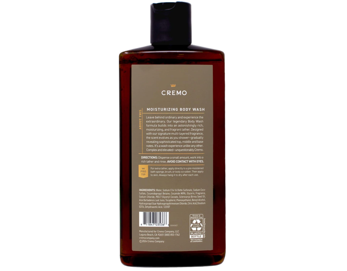 Cremo Rich-Lathering Vintage Suede Body Wash, A Vintage Suede with Notes of White Moss and Rich Amber, 16 Fl Oz (Pack of 2) Beauty & Personal Care Cremo