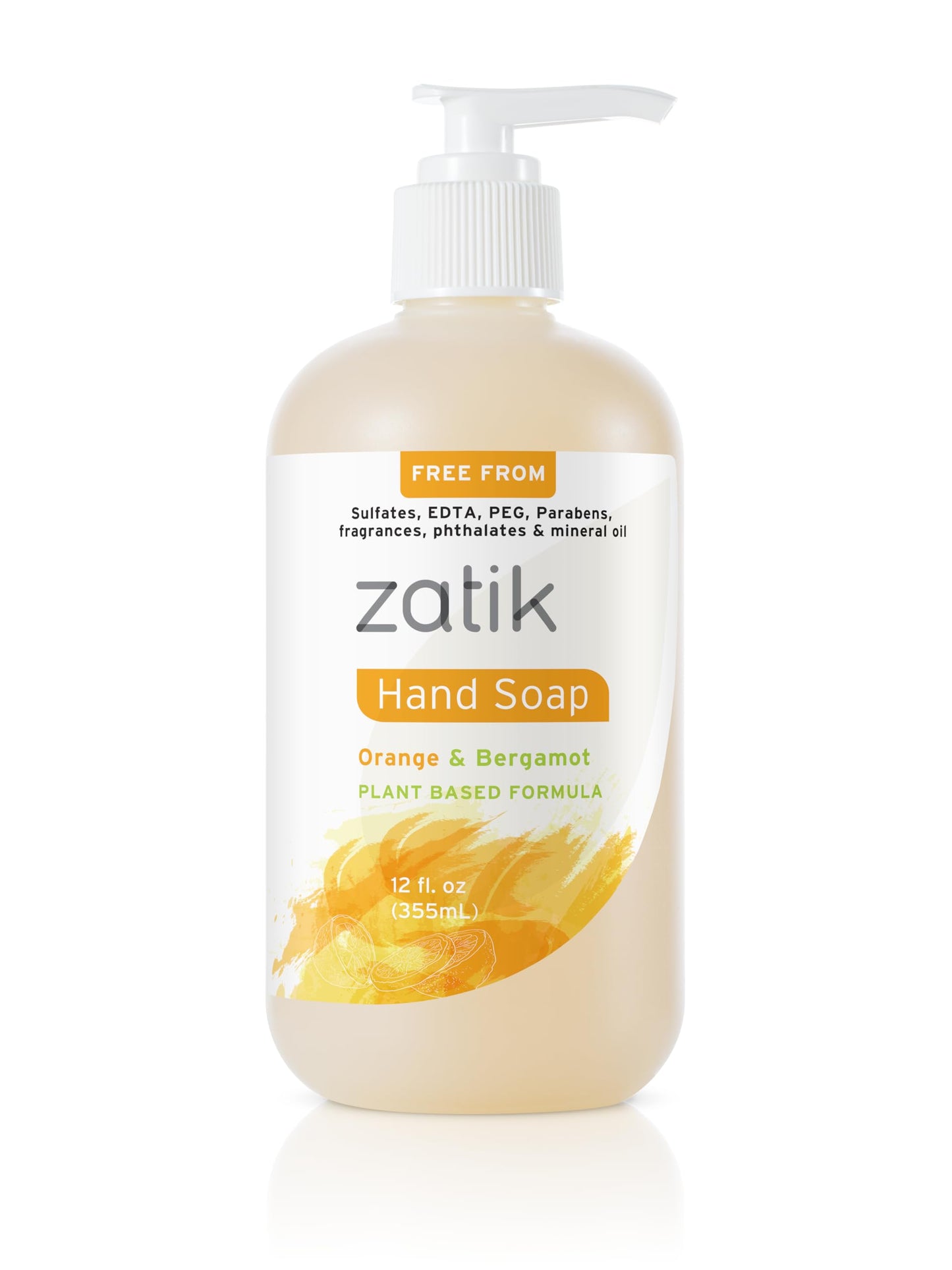 Zatik Naturals - Liquid Hand Soap with Orange & Bergamot, Moisturizing Handwash, Grey Water Safe, 12 fl oz (Pack of 6) Beauty & Personal Care Zatik