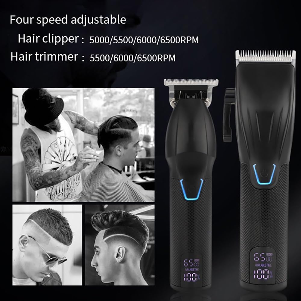 GLESVOWIO Hair Clippers for Men 2 PCS Professional Hair Clipper Haircuter Men's Barber Beard Trimmer Rechargeable Hair Cutting Machine Hair Trimmer Beauty and Personal Care GLESVOWIO
