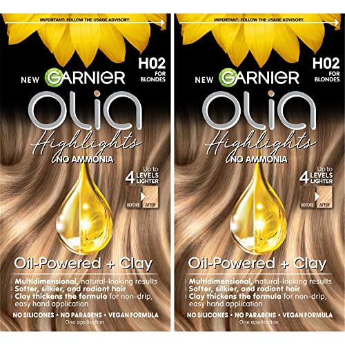 Garnier Olia Ammonia-Free Permanent Hair Dye Highlighting Kit, Oil-Rich Formula for Multidimensional Hair Color with Up to 4 Levels of Lift, Vegan Beauty & Personal Care Garnier