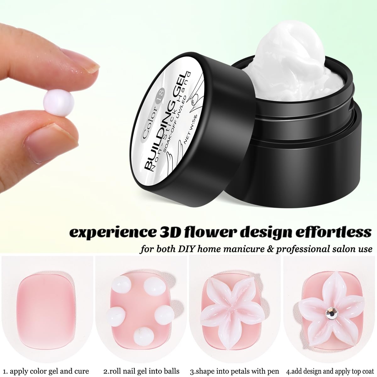 Fcozpjk Solid Builder Gel Kit, 2PCS Clear and White 3D Sculpting Gel Non-Sticky Hand Carving Gels with Silicone Pen Hard Gels for Nails Molding 3D Beauty and Personal Care Fcozpjk