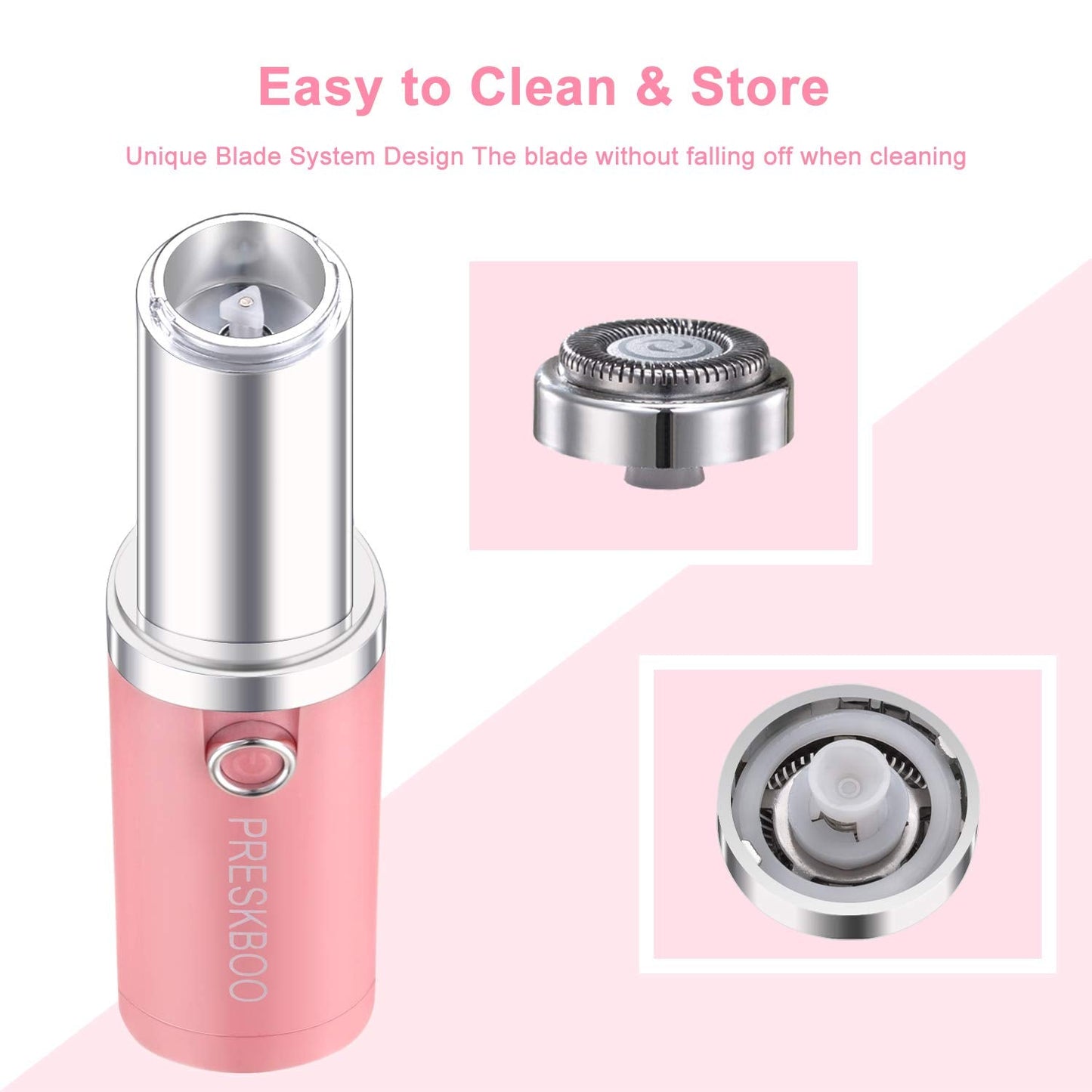 PRESKBOO Nose Hair Trimmer for Women 2in1 Facial Hair Removal Trimmers- Waterproof, Portable with Travel Bag- Trims Nose, Ear, Eyebrow,Peach-Fuzz Beauty and Personal Care PRESKBOO