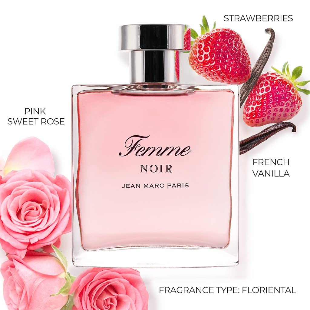 Jean Marc Paris Femme Noir Eau de Parfum Spray 100ml, Women's Floriental Perfume, 3.4 fl. oz, notes of Strawberries, Sweet Pink Rose, and Vanilla Beauty & Personal Care Jean Marc Paris