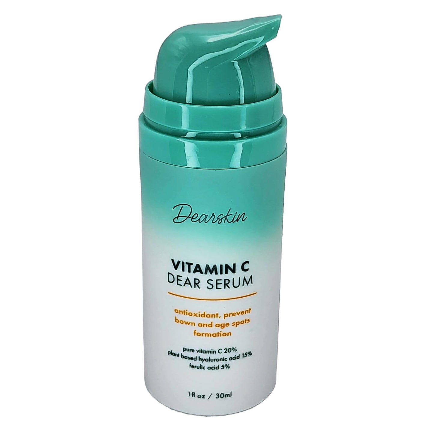 Dearskin Vitamin C Serum 20% - PURE L-ASCORBIC ACID, Ferulic Acid, Hyaluronic Acid Botanic, Vitamin E Organic Cruelty Free for Face and Neck Best Beauty & Personal Care Dearskin