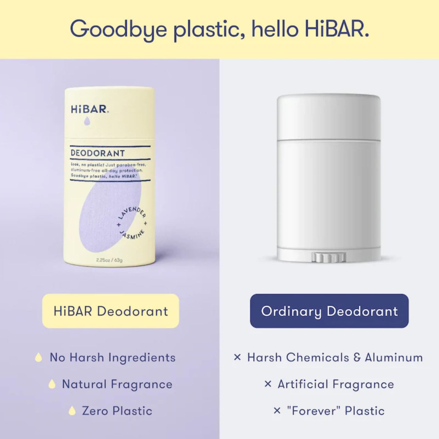HiBAR - Lavender & Jasmine Plastic Free Deodorant - Natural Deodorant - All-Day Protection - With Sunflower Seed Wax, Rice Bran & Shea Butter Beauty and Personal Care HIBAR