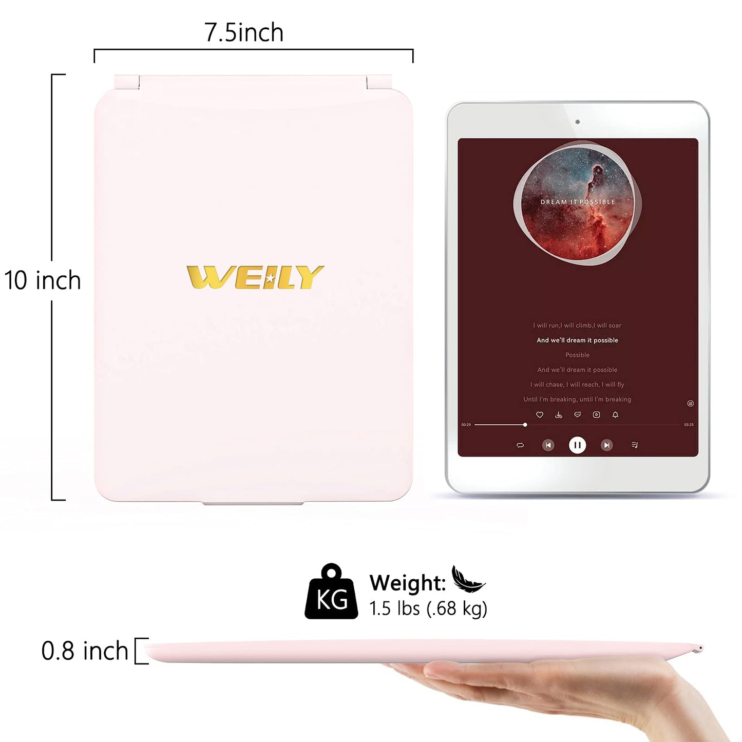 WEILY Makeup Mirror with Lights, 2000 mAh USB Rechargeable Lighted Makeup Mirror, Touch Screen 3 Colors Adjustable 72 LED Lights Compact Travel Beauty & Personal Care WEILY