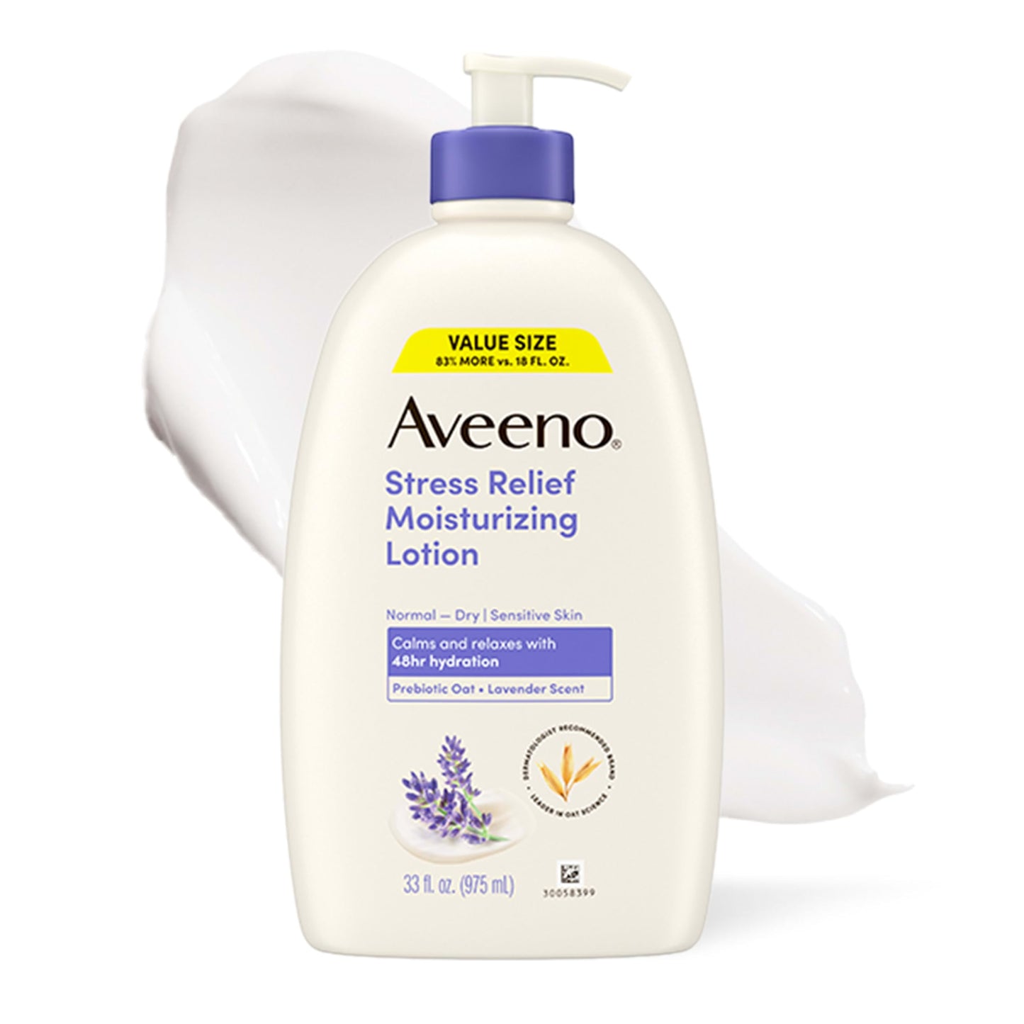 Aveeno Stress Relief Moisturizing Body Lotion, Lavender Scent with Prebiotic Oat for Sensitive Skin, Lightly Scented Lotion with 48-Hour Hydration Beauty & Personal Care Aveeno