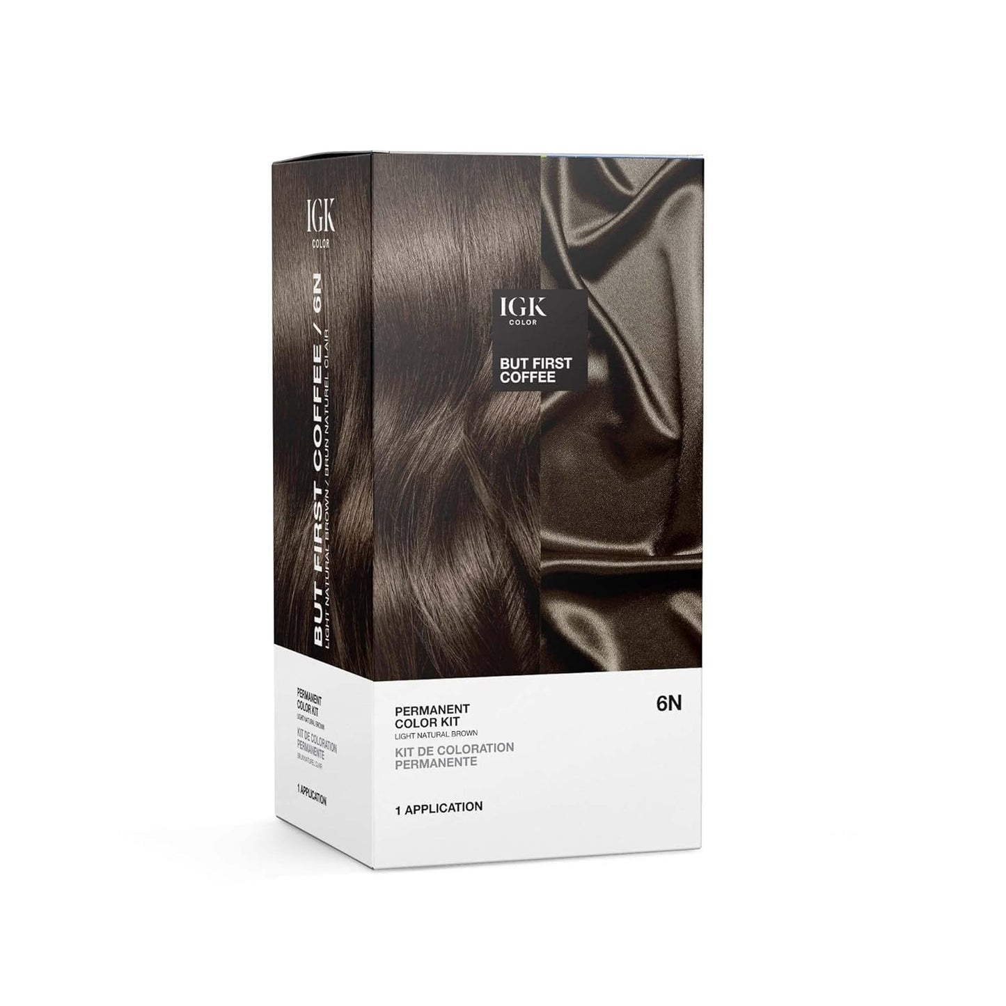 IGK Permanent Hair Dye Color Kit | 6N But First Coffee - Light Natural Brown | 100% Gray Color Coverage + Strengthen + Shine | Ammonia Free Beauty & Personal Care IGK