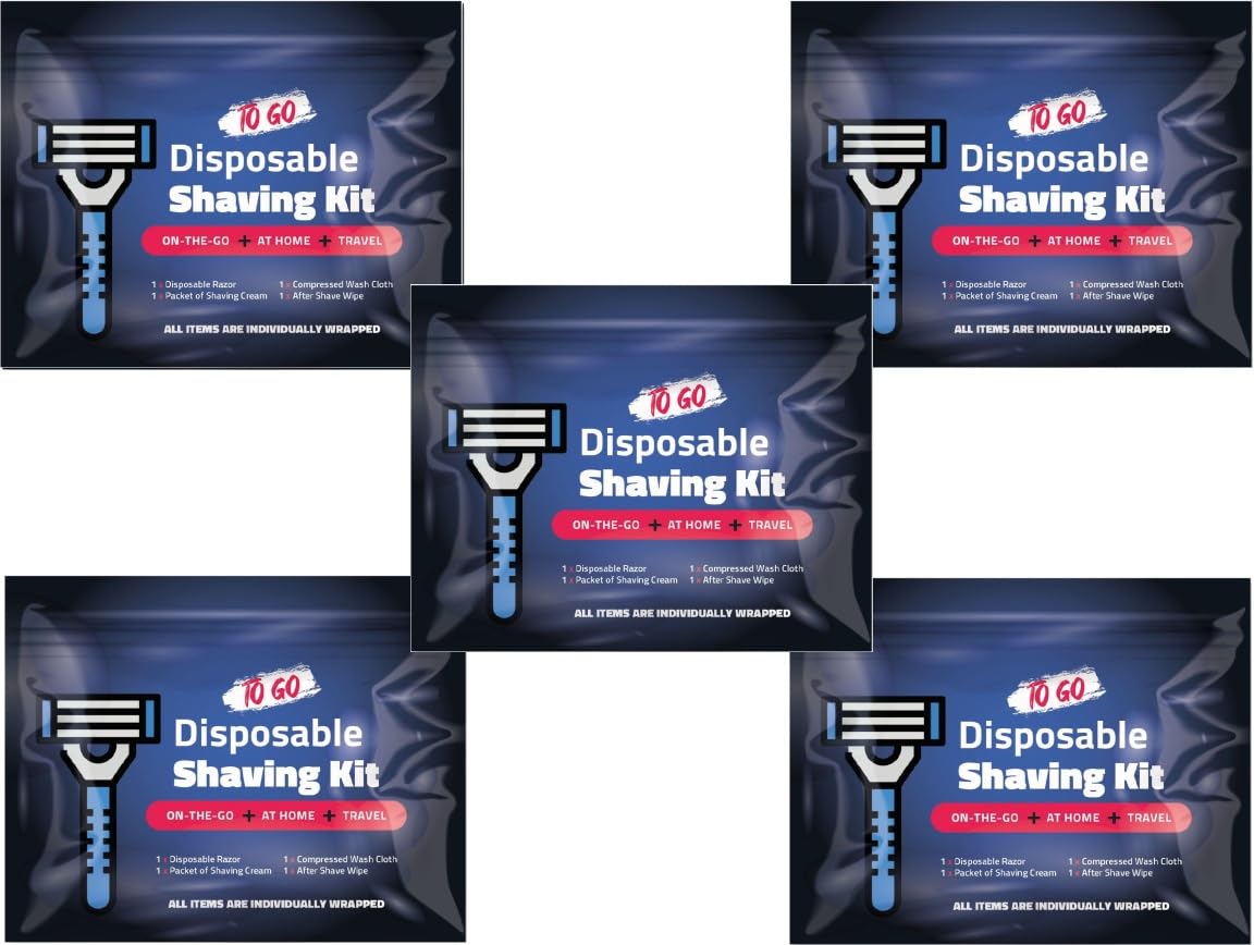 On-the-Go Shaving Kit - Disposable Razor, Shaving Cream, Washcloth & Aftershave Wipe - Travel Friendly, Grooming Essentials for Hygiene when on the Go Beauty and Personal Care pH Advantage
