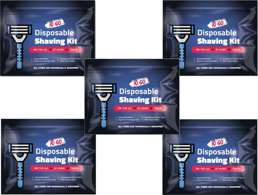 On-the-Go Shaving Kit - Disposable Razor, Shaving Cream, Washcloth & Aftershave Wipe - Travel Friendly, Grooming Essentials for Hygiene when on the Go Beauty and Personal Care pH Advantage