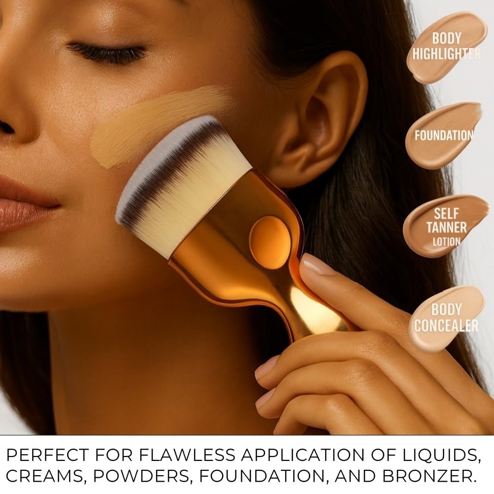 GOERTI Angled Kabuki Brush - High-Density Face & Body Blending Makeup Brush for Liquid Foundation, Bronzing Lotion, Concealer, Powder, Cream Beauty & Personal Care GOERTI