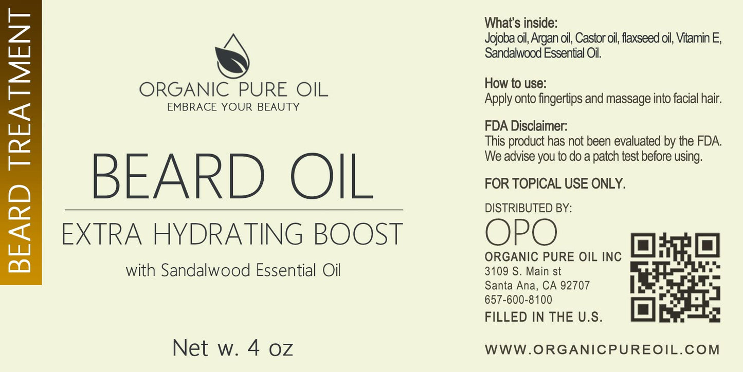 OPO - Organic Beard Oil for Men: 4 oz Sandalwood, Non-GMO, Vegan Facial Hair Conditioner for Fast Growing Beard, Mustache, Eyelash & Eyebrows Beauty & Personal Care OPO