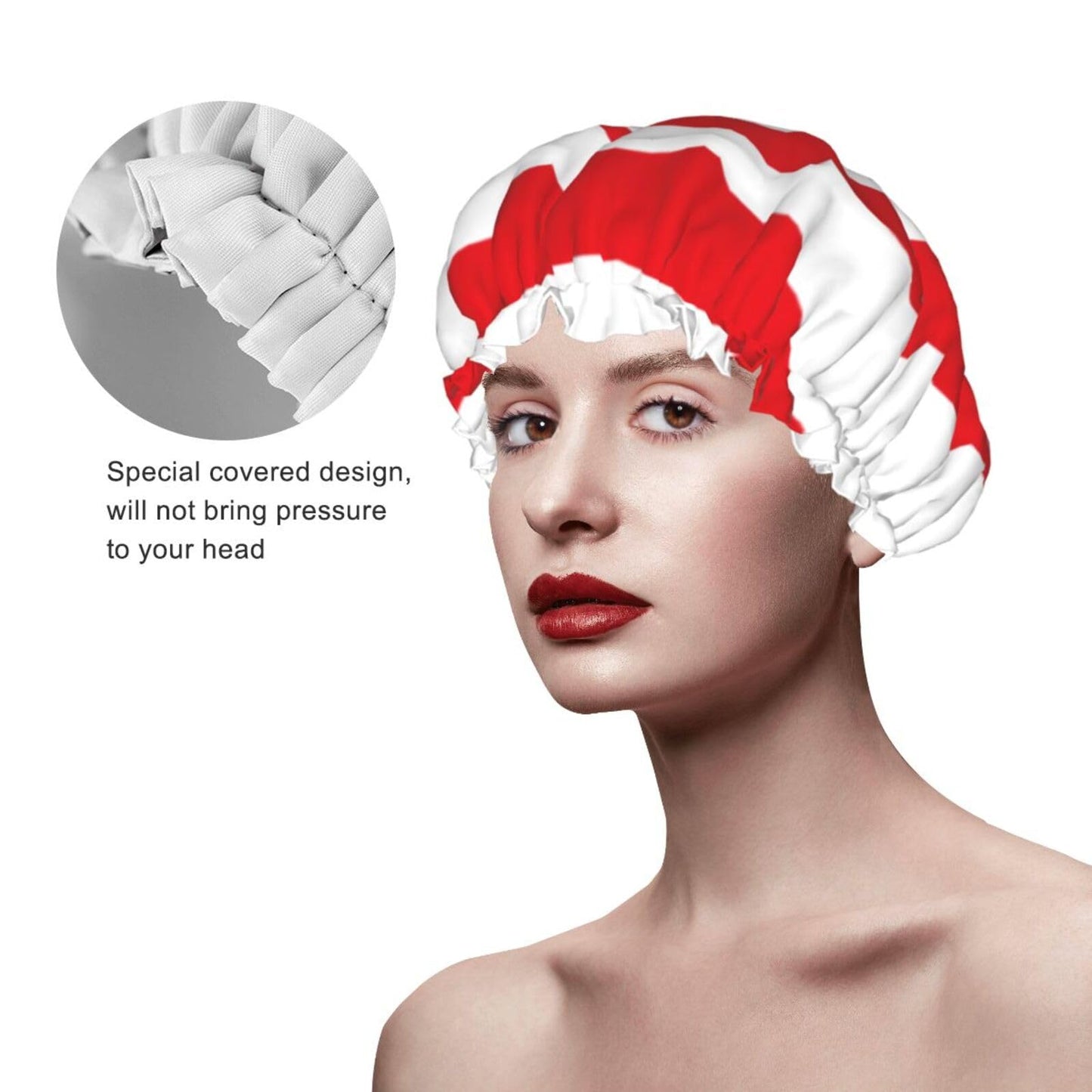 Turkish Republic Northern Cyprus Flag Prints Shower Cap Double Layer Lined Waterproof Bathing Shower Hat Beauty and Personal Care Hayyett