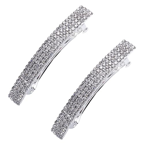 Meisuitd Crystal Hair Barrette 2 Pcs Sparkly Rhinestone Hair Clip French Design Bridal Fashion Gorgeous Bling Rhinestone Hair Clips Ponytail Holder Beauty & Personal Care Meisuitd