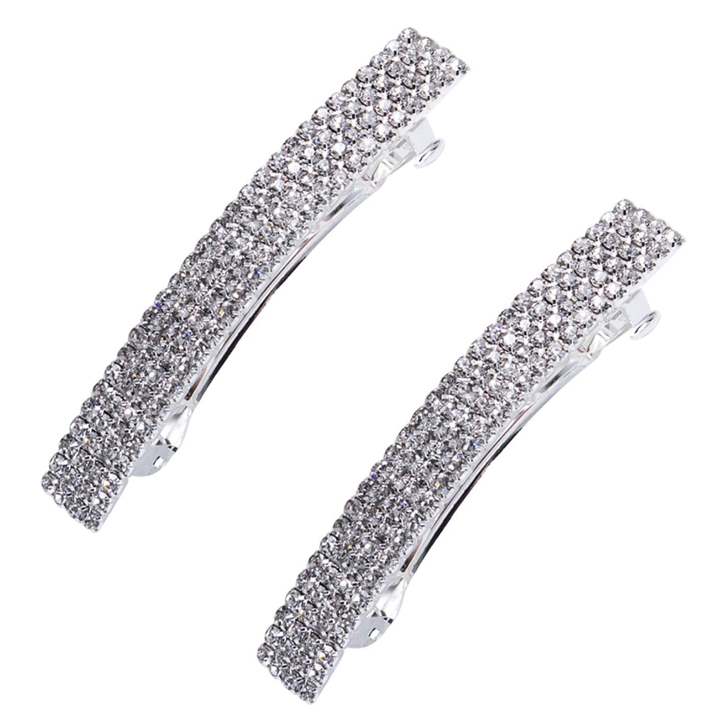 Meisuitd Crystal Hair Barrette 2 Pcs Sparkly Rhinestone Hair Clip French Design Bridal Fashion Gorgeous Bling Rhinestone Hair Clips Ponytail Holder Beauty & Personal Care Meisuitd