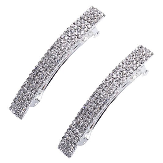 Meisuitd Crystal Hair Barrette 2 Pcs Sparkly Rhinestone Hair Clip French Design Bridal Fashion Gorgeous Bling Rhinestone Hair Clips Ponytail Holder Beauty & Personal Care Meisuitd