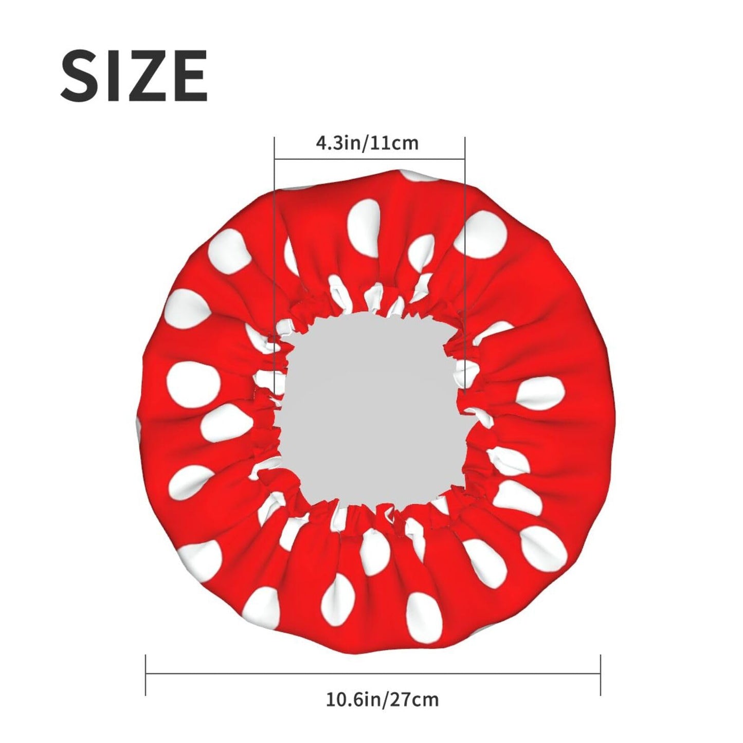 Red And White Polka Dots Shower Cap Reusable Waterproof Shower Bonnet for Women Men Elastic Band Bath Hair Hat Double Layered Washable Bath Cap Beauty and Personal Care FHEBNDS