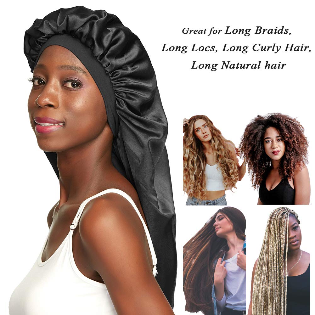 Long Braids Satin Bonnet Jumbo Sleep Cap to Protect Hair Black Beauty and Personal Care Awefeel