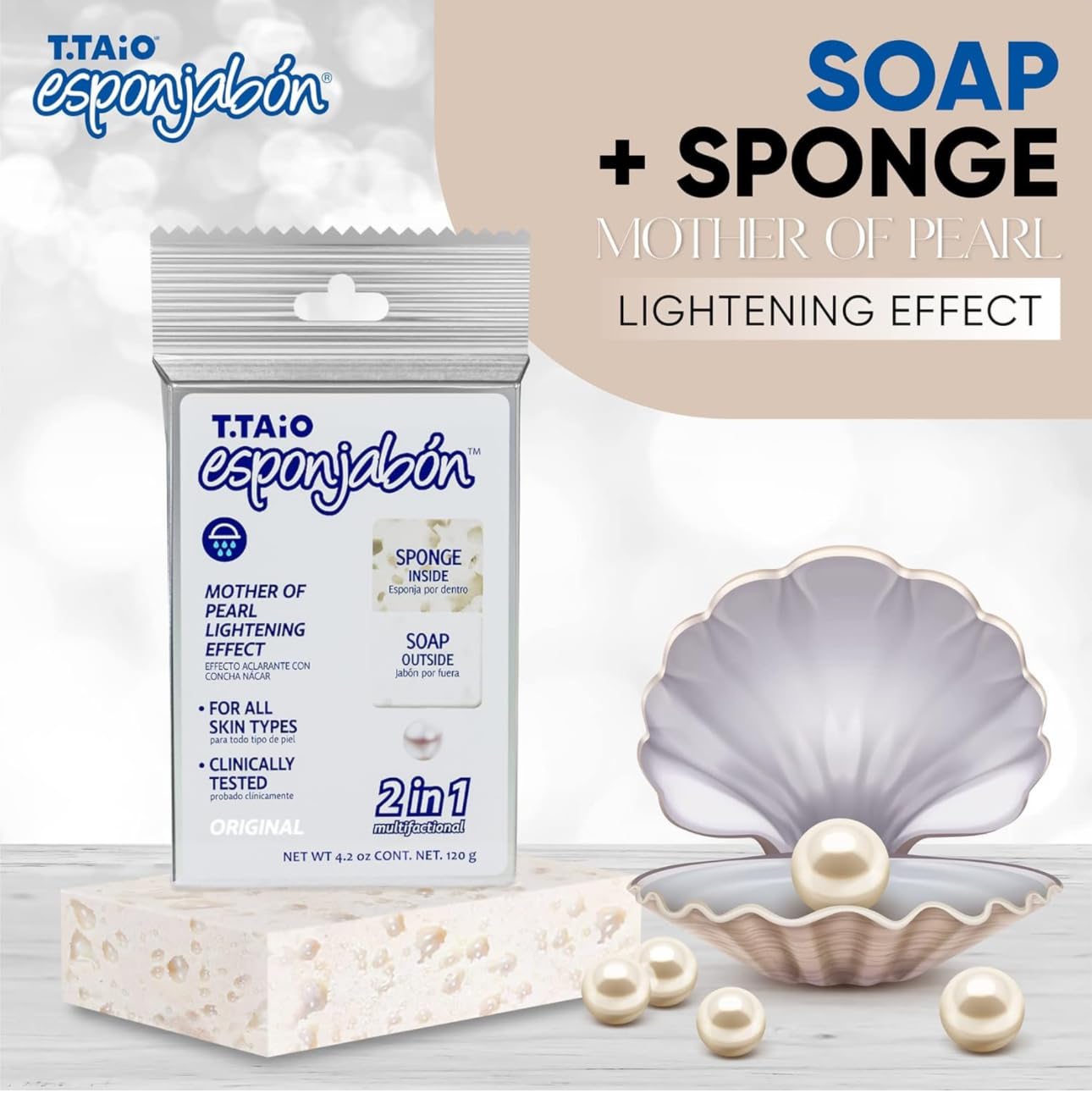 Esponjabon Mother of Pearl Soap Sponge - Cleansing Shower Scrubber - Cleaning Bath Wash Scrub - Oil Removal - Massage & Lather Foot, Elbow, & Face Beauty and Personal Care SENOR BANANA