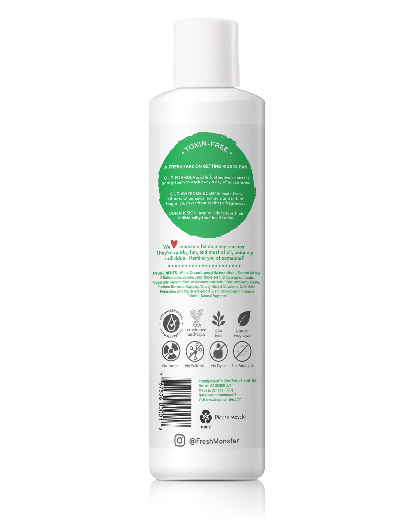 Fresh Monster 2-in-1 Kids Shampoo & Conditioner, Toxin-Free, Hypoallergenic, Tear-free Shampoo & Conditioner for Kids, Coconut (8.5oz) Beauty & Personal Care Fresh Monster