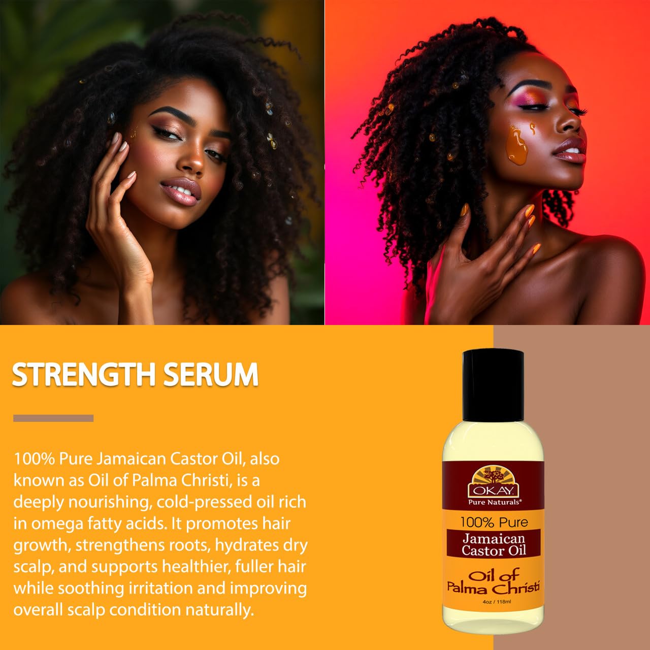 OKAY | Jamaican Castor Oil | For All Hair & Skin Types | Soothe Scalp & Skin | Grow Strong Healthy Hair | 100% Pure | 4 oz Beauty & Personal Care OKAY