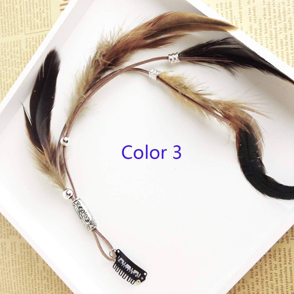 Jurxy Women Feather Hair Clips Set of 3 Handmade Boho Hippie Hair Extensions with Clip Comb Hairpin Headdress Beauty & Personal Care Jurxy
