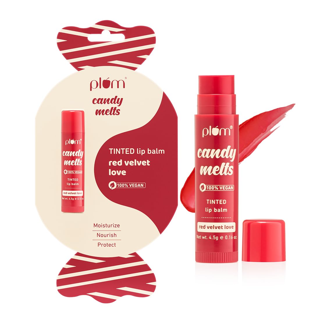Plum Candy Melts Red Velvet Love Tinted Lip Balm - Moisturizes & Nourishes - Hydrates Dry & Chapped Lips - 100% Vegan - 4.5G (4.5 G (Pack Of 1) Red) Beauty and Personal Care Plum