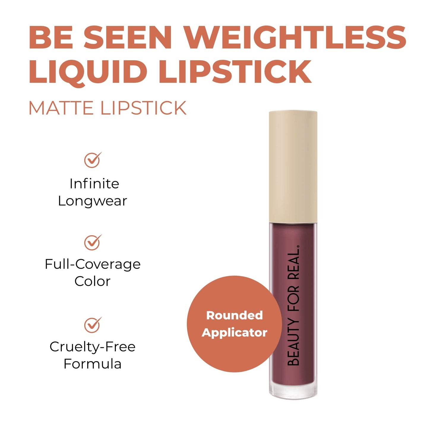 Beauty For Real Be Seen Weightless Liquid Lipstick, Viral - Chestnut Rose - Matte, Full-Coverage, Longwear Color - Non-Drying Formula with Jojoba Beauty & Personal Care Beauty For Real