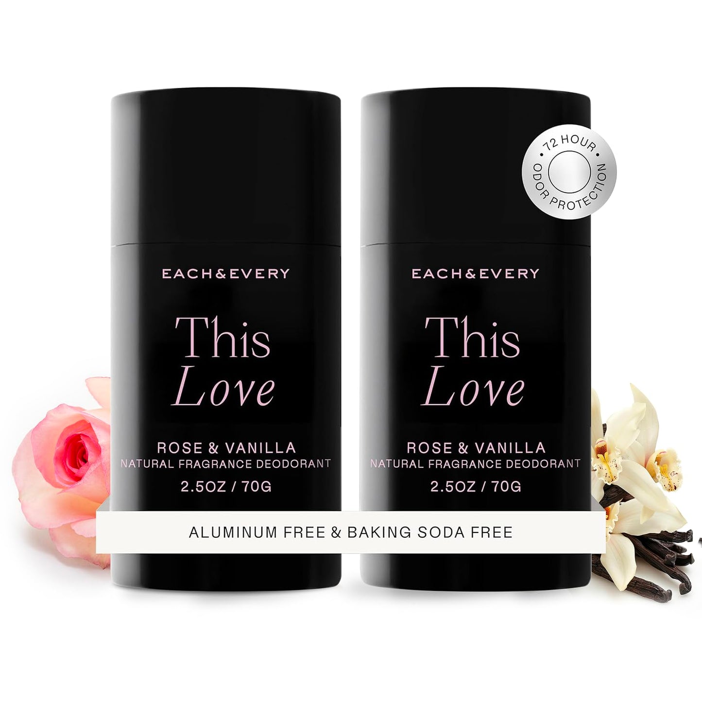 Each & Every Aluminum Free Deodorant for Women & Men, Rose & Vanilla - All Natural Deodorant for Sensitive Skin, EWG Verified - Clean, Baking Beauty & Personal Care Each & Every