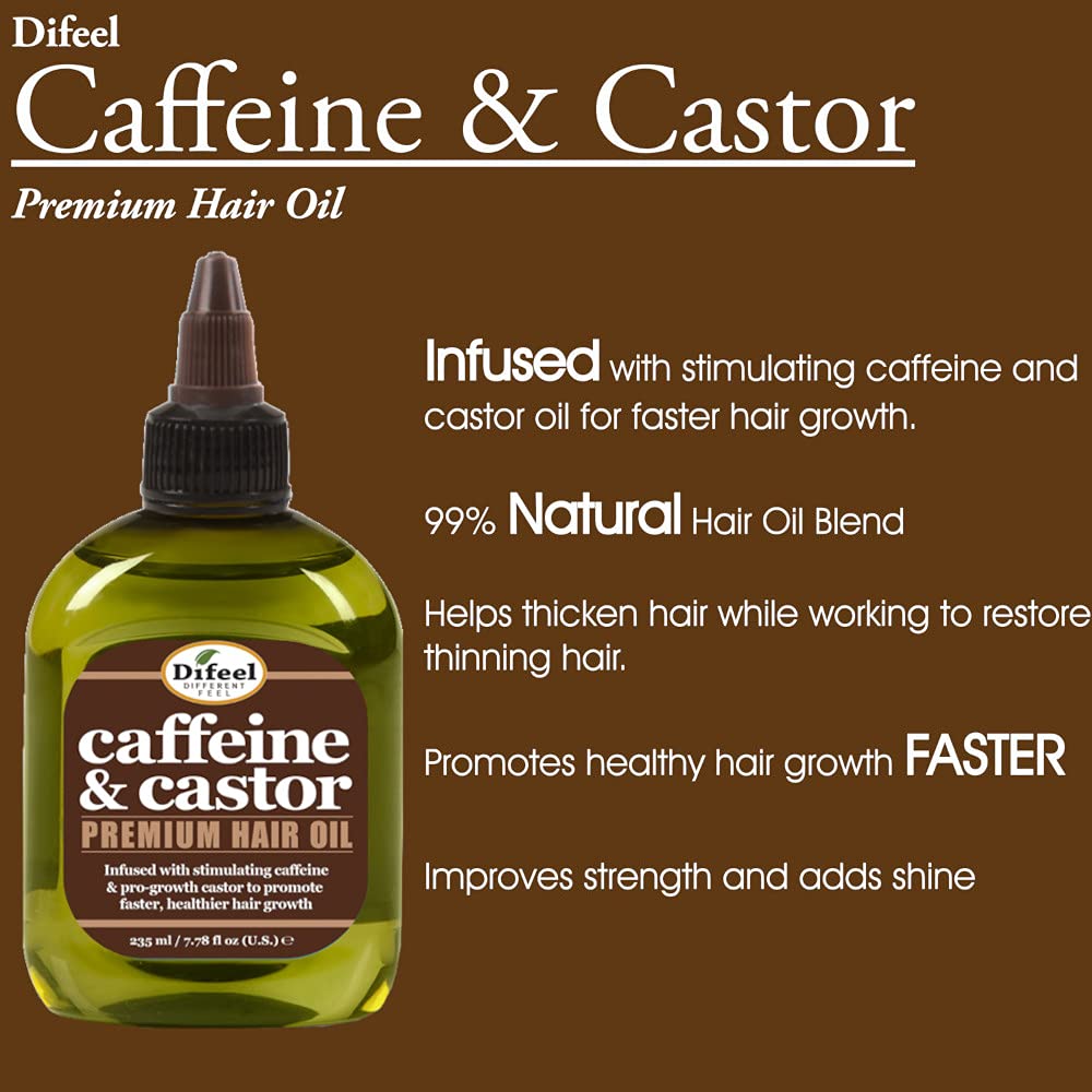 Difeel Caffeine & Castor Premium Hair Oil for Faster Hair Growth 7.1 oz. Beauty & Personal Care Difeel