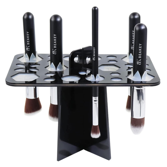 BEAKEY Make up Brush Drying Rack, Collapsible Makeup Brush Holder 28 Holes Makeup Brush Dryer Stand - Black Beauty & Personal Care BEAKEY