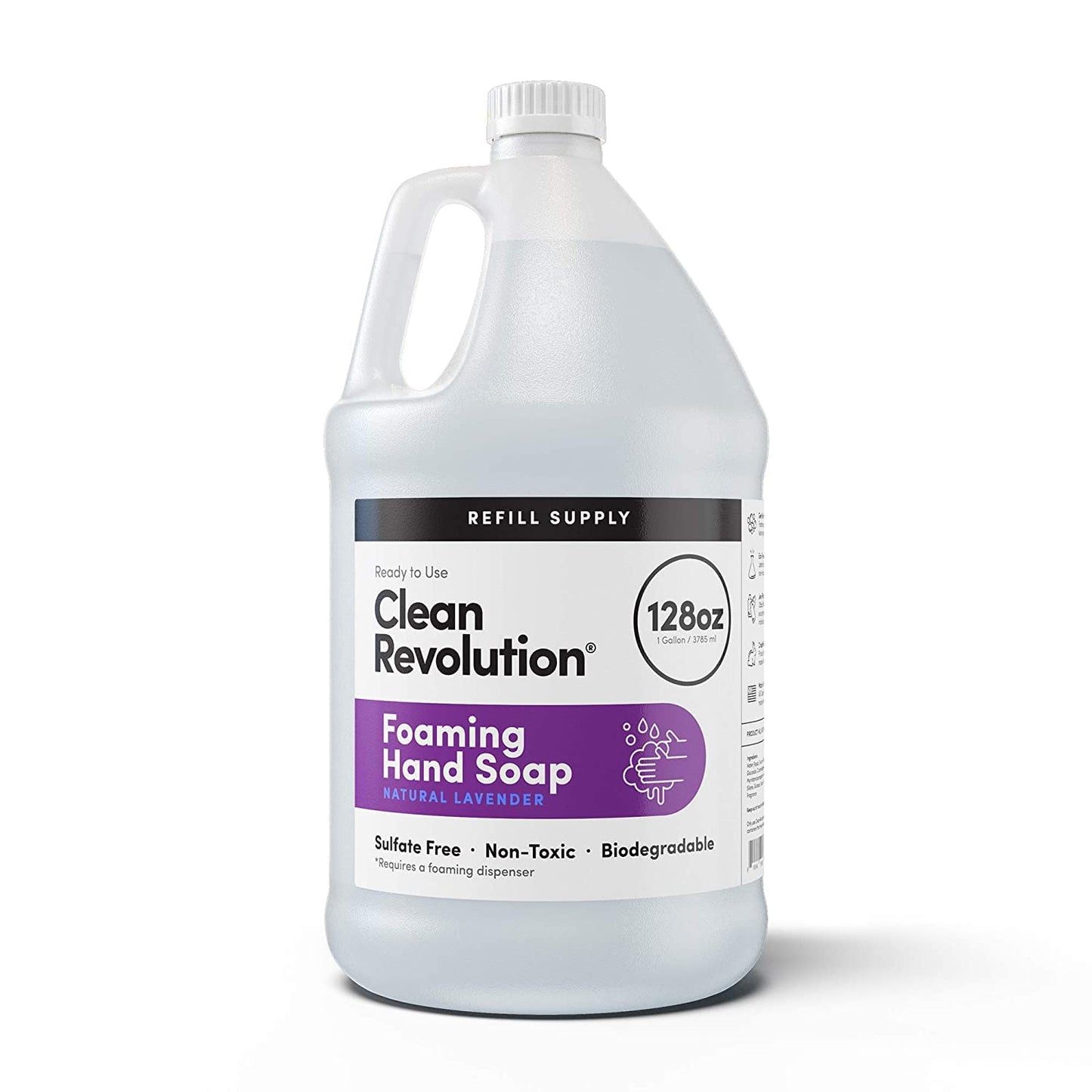Clean Revolution Foaming Hand Soap Refill Supply Container. Ready to Use Formula. Natural Lavender Fragrance, 128 Fl. Oz Beauty & Personal Care Clean Revolution