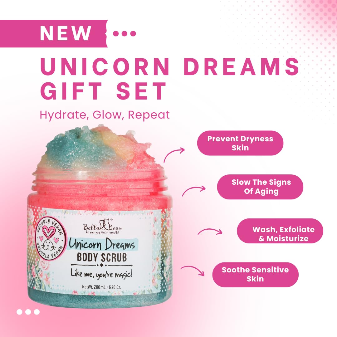 Bella & Bear Unicorn Dreams Spa Gift Set - Body Scrub & Body Butter Bath Gift Set for Women, Teens & Girls - Vegan Self Care Set Beauty and Personal Care Bella and Bear
