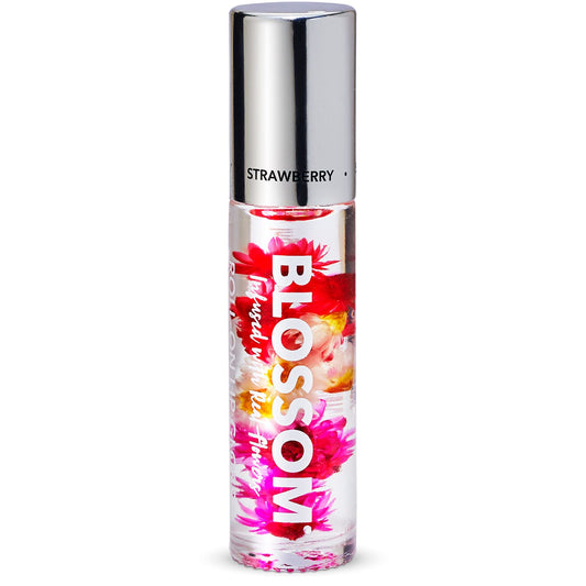 Blossom Roll on Lip Gloss, Scented Clear High Shine Moisturizing Lip Oil, Non Sticky, Infused with Real Flowers, Made in USA, 0.2oz, Strawberry Beauty & Personal Care Blossom