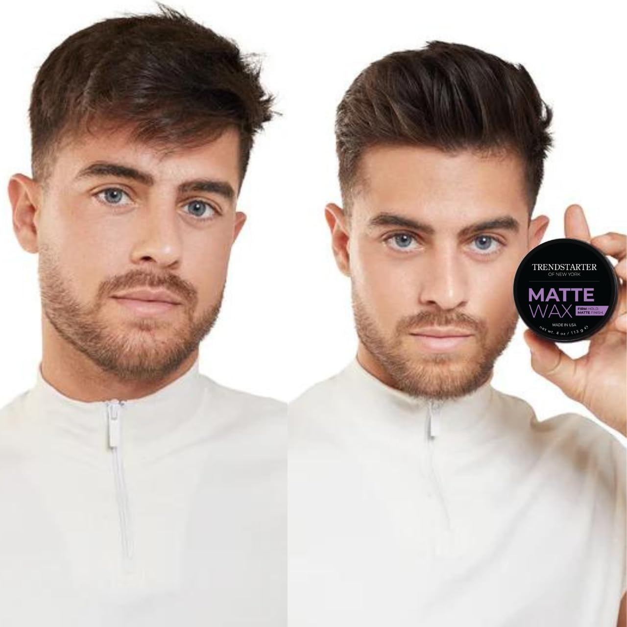 TRENDSTARTER - MATTE WAX (4oz) - Firm Hold - Matte Finish - Water Based All-Day Hold Hair Styling Pomade - Flake-Free Styling Wax for All Hair Types Beauty & Personal Care TRENDSTARTER