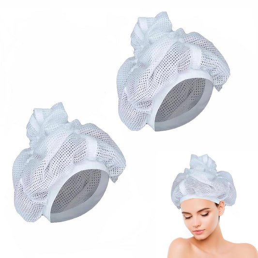 TICURA Net Plopping Cap For Drying Curly Hair, Hair Net For Drying ?A Mesh Cap With Adjustable Traction Rope For Drying Curly Hair.?2PC), White Beauty and Personal Care TICURA