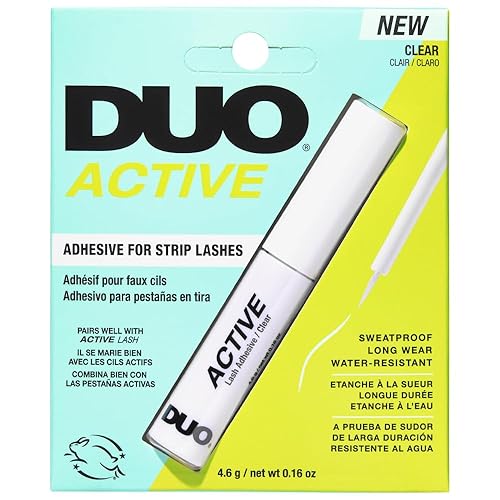 DUO Active Clear Lash Glue - Brush-On Lash Adhesive for Strip Lashes, Quick-Dry, Waterproof Eyelash Glue, 0.16 oz (4.6g) Beauty & Personal Care DUO