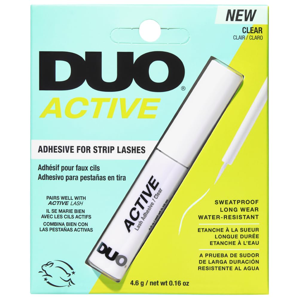 DUO Active Clear Lash Glue - Brush-On Lash Adhesive for Strip Lashes, Quick-Dry, Waterproof Eyelash Glue, 0.16 oz (4.6g) Beauty & Personal Care DUO