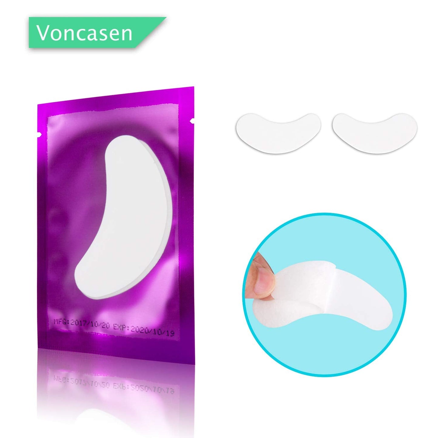 Voncasen 100 Pairs Set Under Eye Pads, Comfy and Cool Under Eye Patches Gel Pad for Eyelash Extensions Eye Mask Beauty Tool (Purple) Beauty & Personal Care Voncasen
