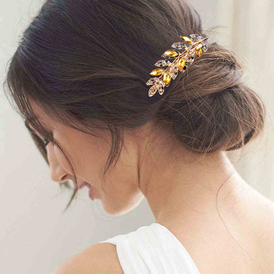 Yheakne Bridal Rhinestone Hair Clip Comb Gold Crystal Wedding Headpieces Shining Headwear Crystal Hair Barrette Pin Bridal Hair Accessories for Women Beauty & Personal Care Yheakne