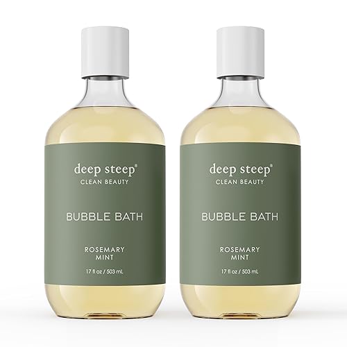 Deep Steep Bubble Bath, Rosemary Mint 17 oz (Pack of 2) - Hypoallergenic, Clinically Tested Soothing Soak with Shea Butter & Argan Oil - Sulfate-Free Beauty & Personal Care Deep Steep