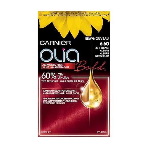 Garnier Olia Bold Ammonia Free Permanent Hair Color (Packaging May Vary), 6.60 Light Intense Auburn, Red Hair Dye, Pack of 1 Beauty & Personal Care Garnier