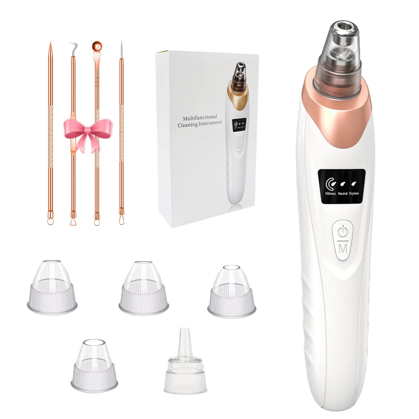 2026 Blackhead Remover Pore Vacuum,Facial Pore Cleaner-5 Suction Power,5 Probes,USB Rechargeable Blackhead Vacuum Kit Electric Pore Vacuum Tool Beauty and Personal Care Gackoko