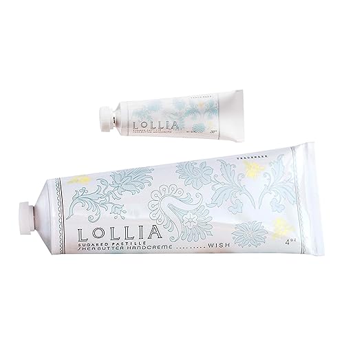 LOLLIA Wish No. 22 Handcreme Bundle, .33 oz. & 4 oz. - Sugared Pastille - Scented Hand Cream for Women, Moisturizing Hand Lotion for Dry Hands, Shea Beauty & Personal Care LOLLIA