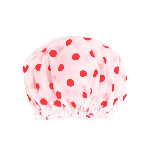 Ruilogod Plastic Dot Pattern Ladies Elastic Band Bathing Shower Cap Red White (id: 1e3 26a 85e c11 750 Beauty and Personal Care Ruilogod
