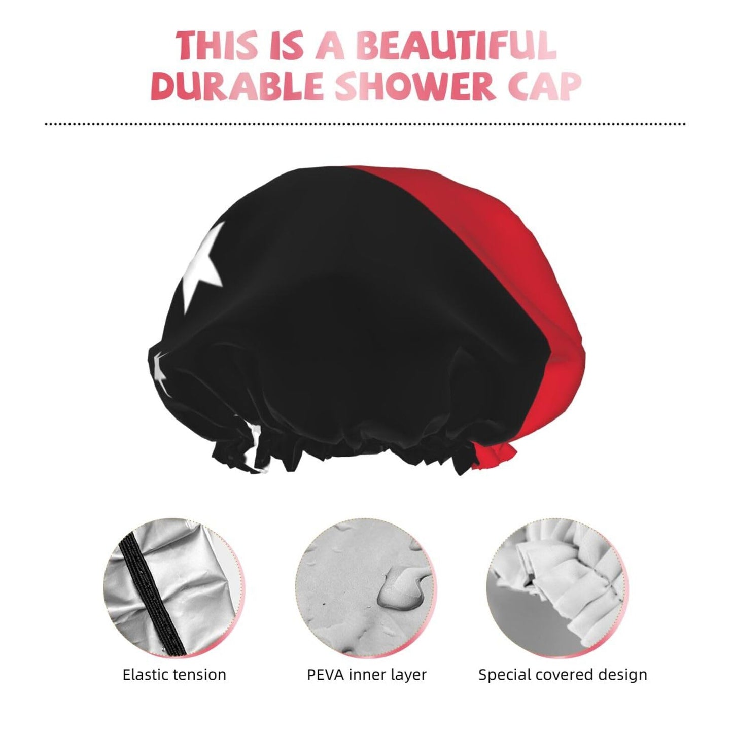 Papua New Guinea Flag Prints Shower Cap Double Layer Lined Waterproof Bathing Shower Hat Beauty and Personal Care Hayyett